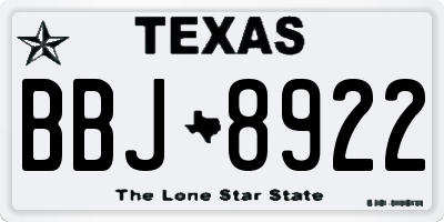 TX license plate BBJ8922