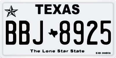 TX license plate BBJ8925