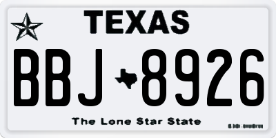 TX license plate BBJ8926