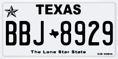 TX license plate BBJ8929