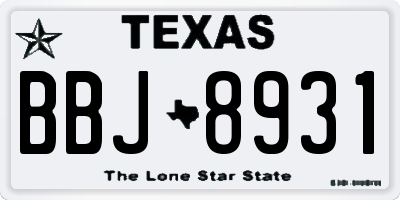 TX license plate BBJ8931