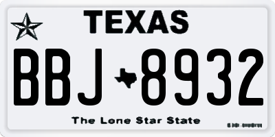 TX license plate BBJ8932