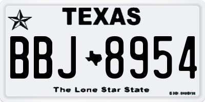 TX license plate BBJ8954