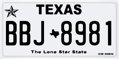 TX license plate BBJ8981