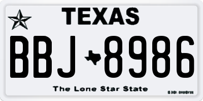 TX license plate BBJ8986
