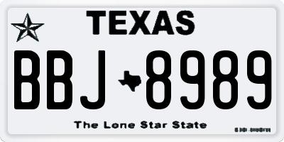 TX license plate BBJ8989