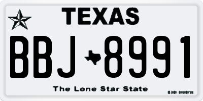 TX license plate BBJ8991