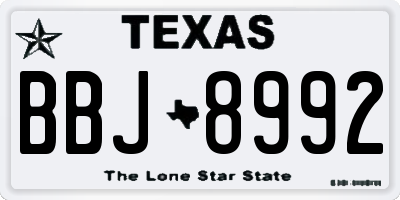 TX license plate BBJ8992