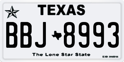 TX license plate BBJ8993