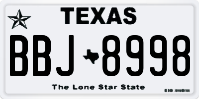 TX license plate BBJ8998