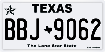 TX license plate BBJ9062