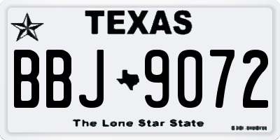 TX license plate BBJ9072