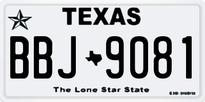 TX license plate BBJ9081