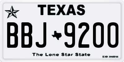 TX license plate BBJ9200