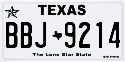 TX license plate BBJ9214