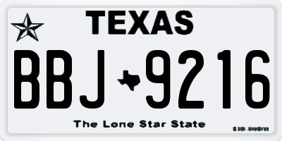 TX license plate BBJ9216