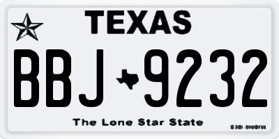 TX license plate BBJ9232