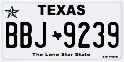 TX license plate BBJ9239
