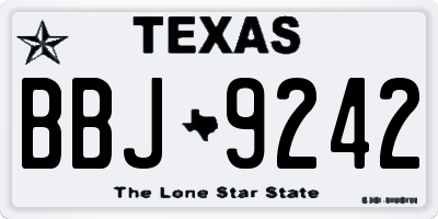 TX license plate BBJ9242