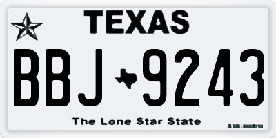 TX license plate BBJ9243
