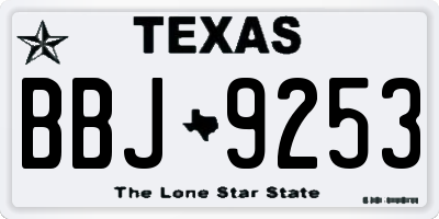 TX license plate BBJ9253