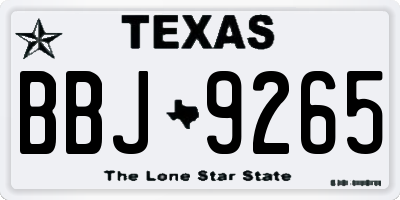 TX license plate BBJ9265