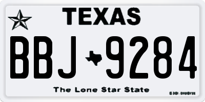 TX license plate BBJ9284