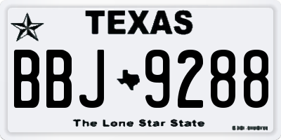 TX license plate BBJ9288