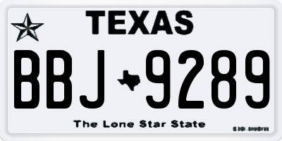 TX license plate BBJ9289