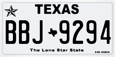 TX license plate BBJ9294