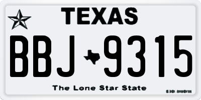 TX license plate BBJ9315