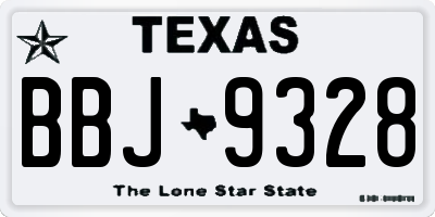 TX license plate BBJ9328