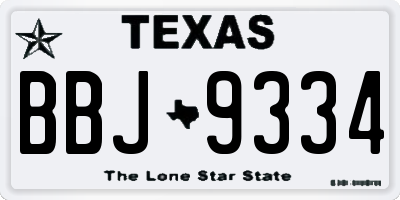 TX license plate BBJ9334