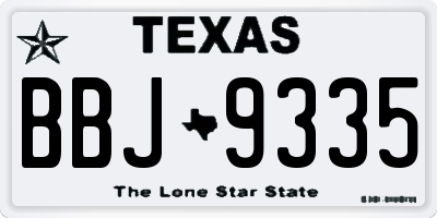TX license plate BBJ9335