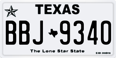 TX license plate BBJ9340