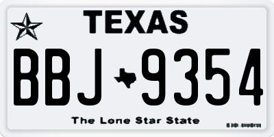 TX license plate BBJ9354