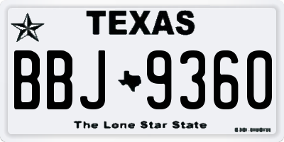 TX license plate BBJ9360