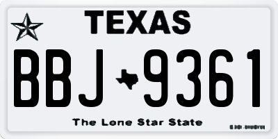 TX license plate BBJ9361