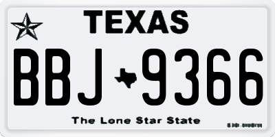TX license plate BBJ9366