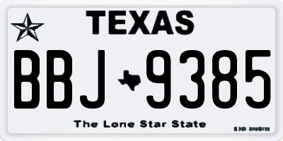 TX license plate BBJ9385