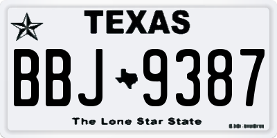 TX license plate BBJ9387