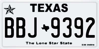 TX license plate BBJ9392