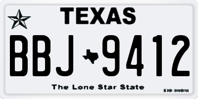 TX license plate BBJ9412