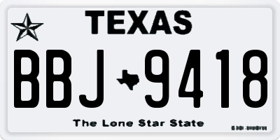 TX license plate BBJ9418