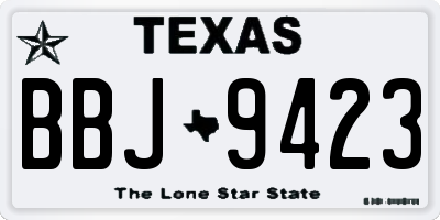 TX license plate BBJ9423