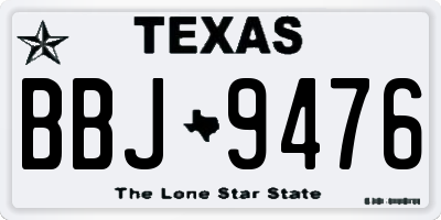 TX license plate BBJ9476