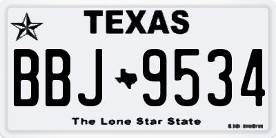 TX license plate BBJ9534