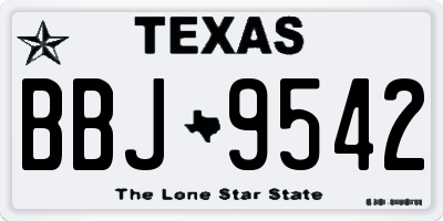 TX license plate BBJ9542