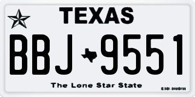TX license plate BBJ9551