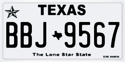 TX license plate BBJ9567